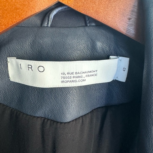 IRO Navy Han Leather Jacket size 42 - Picture 4 of 12
